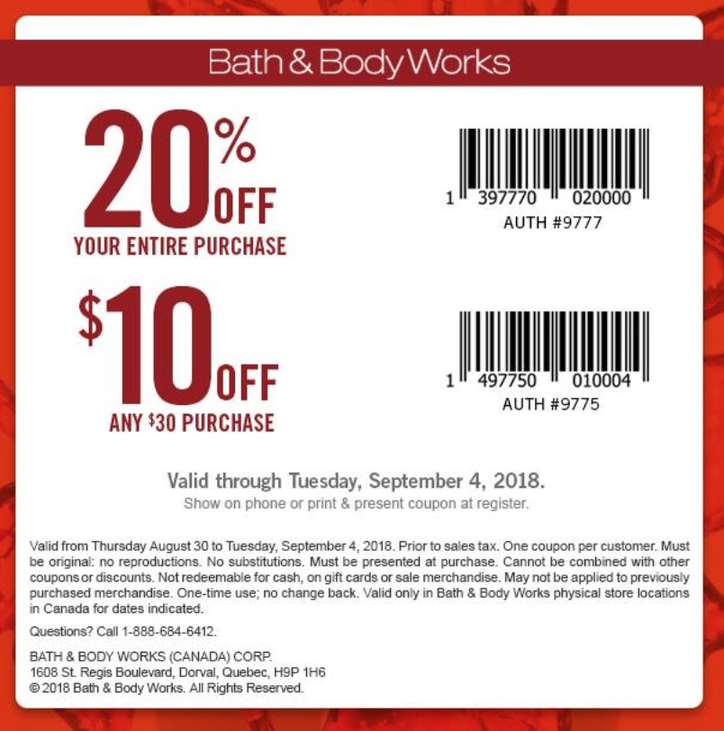 10 Off 30 Bath And Body Works In Store Coupon Printable Printable 