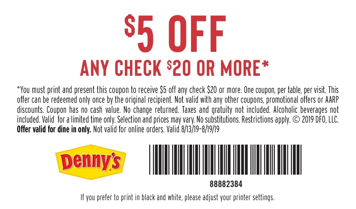 20 Off Dennys Coupon 2022 Printable Printable Word Searches