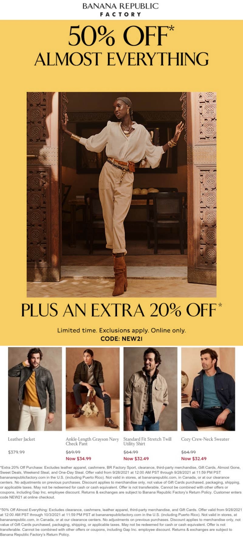 50 70 Off Online At Banana Republic Factory Via Promo Code NEW21 