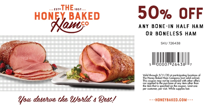 50 Off Half Ham Or Boneless At Honeybaked Restaurants honeybaked