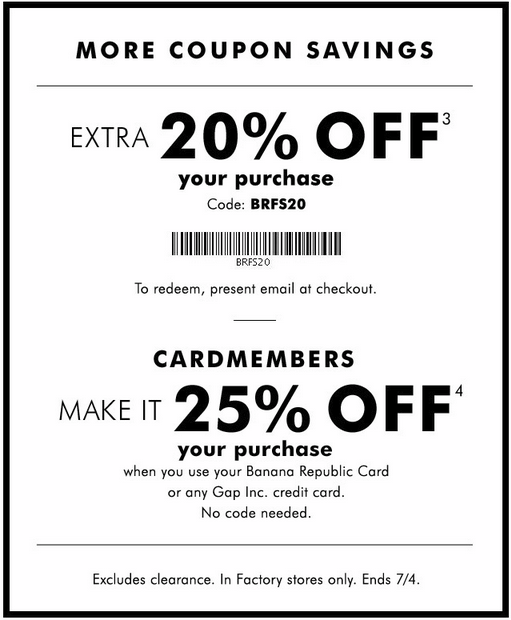 Banana Republic Printable Coupon