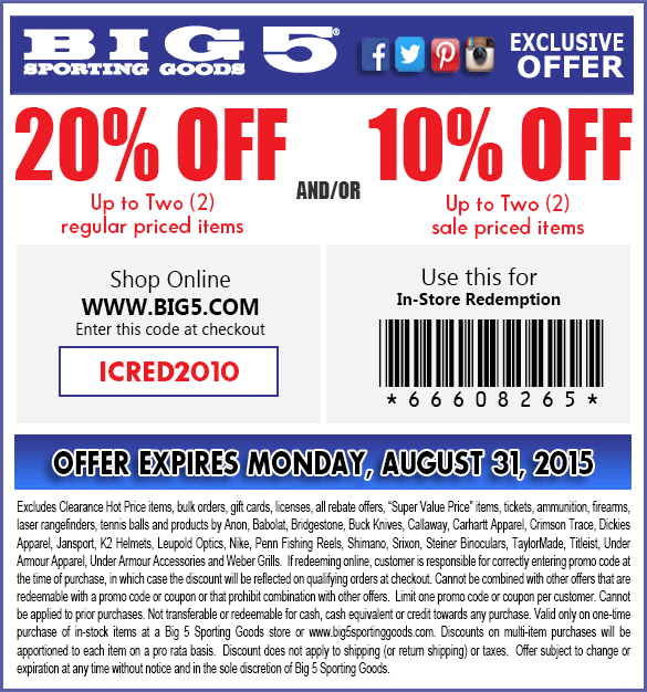 Big 5 Coupons Printable