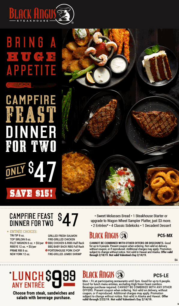 Black Angus Campfire Feast Coupon November 2019