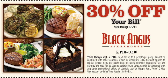 Black Angus Restaurant Coupons Printable