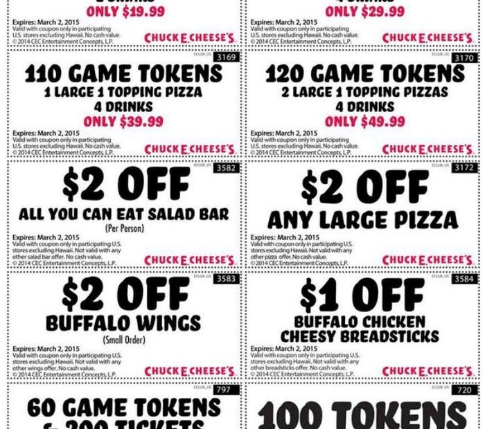 Chuck E Cheese Printable Coupon 10 Printable Coupons Valid Through