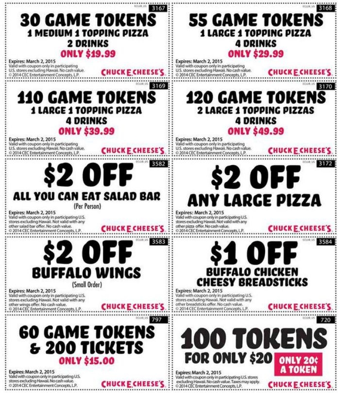 Chuck E Cheese Printable Coupon 10 Printable Coupons Valid Through 