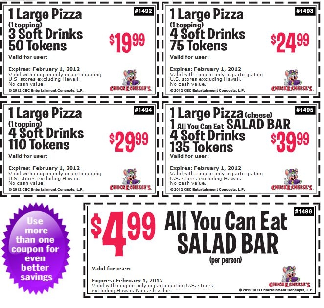Chuck E Cheese Printable Coupons