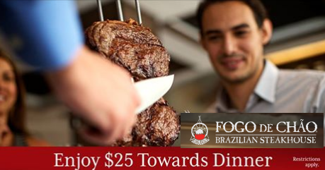 Coupons And Freebies 25 Off Dinner Coupon At Fogo De Chao Brazilian 