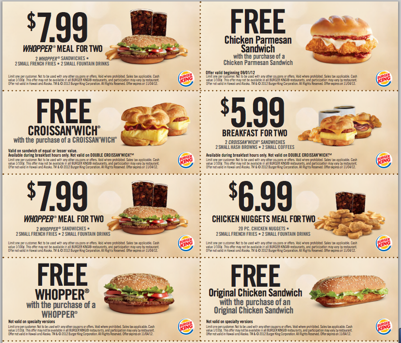 Coupons For Fast Food Printable Coupons For Fast Food Printable