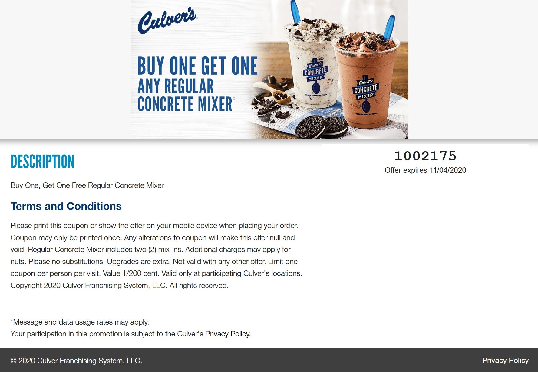 Culvers Coupons Printable 2025 Goldi Tanitansy
