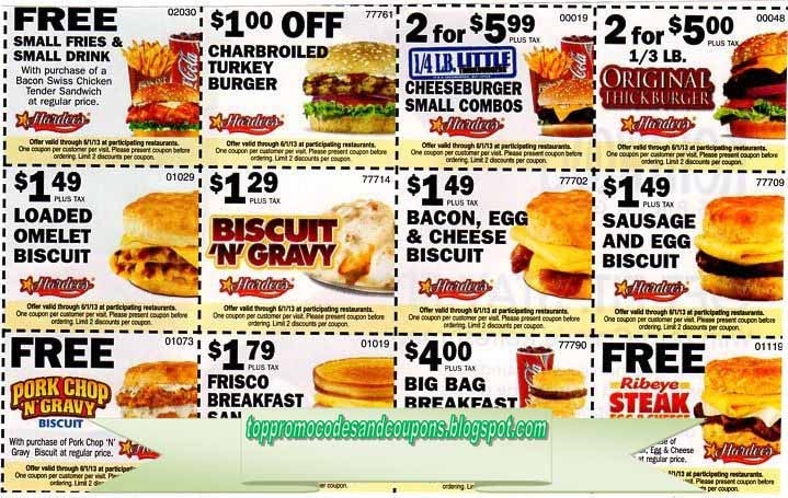 Current Printable Current Hardees Coupons