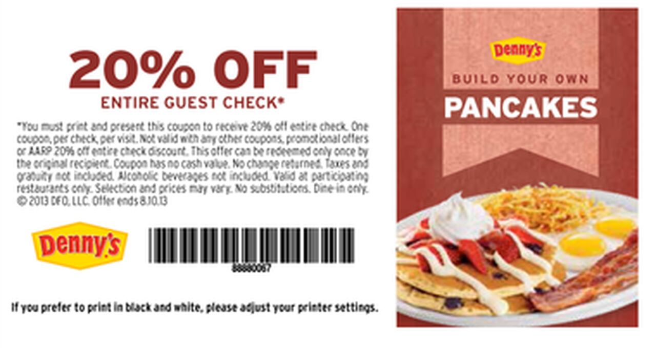 Denny 39 s Printable Coupon