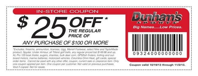 Dunham 39 s 25 Off Printable Coupon