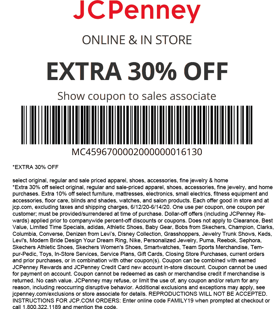 Extra 30 Off Today At JCPenney Or Online Via Promo Code FAMILY19 