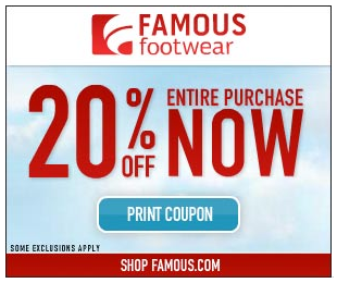 Famous Footwear 20 Off Printable Coupon Coupon Cutting Mom