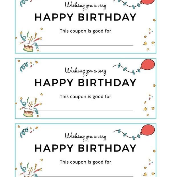 Free Printable Happy Birthday Coupons Template Birthday Coupons