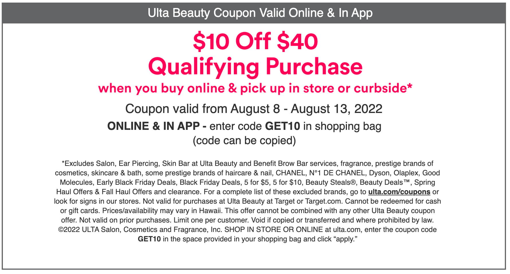 Free Ulta Printable Coupon In Store Download Free Ulta Printable 