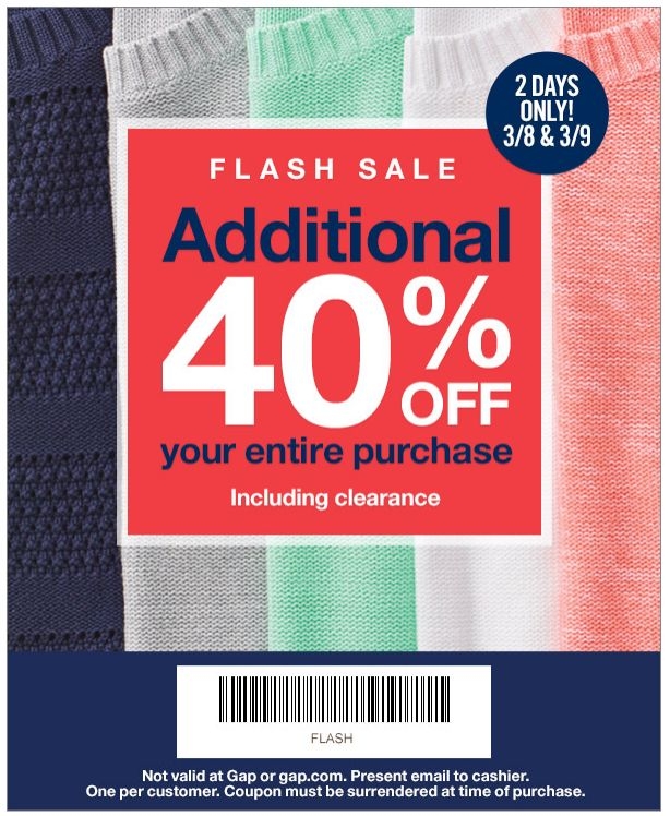 Gap Factory Store Printable Coupon Canada 40 Off Your Entire 