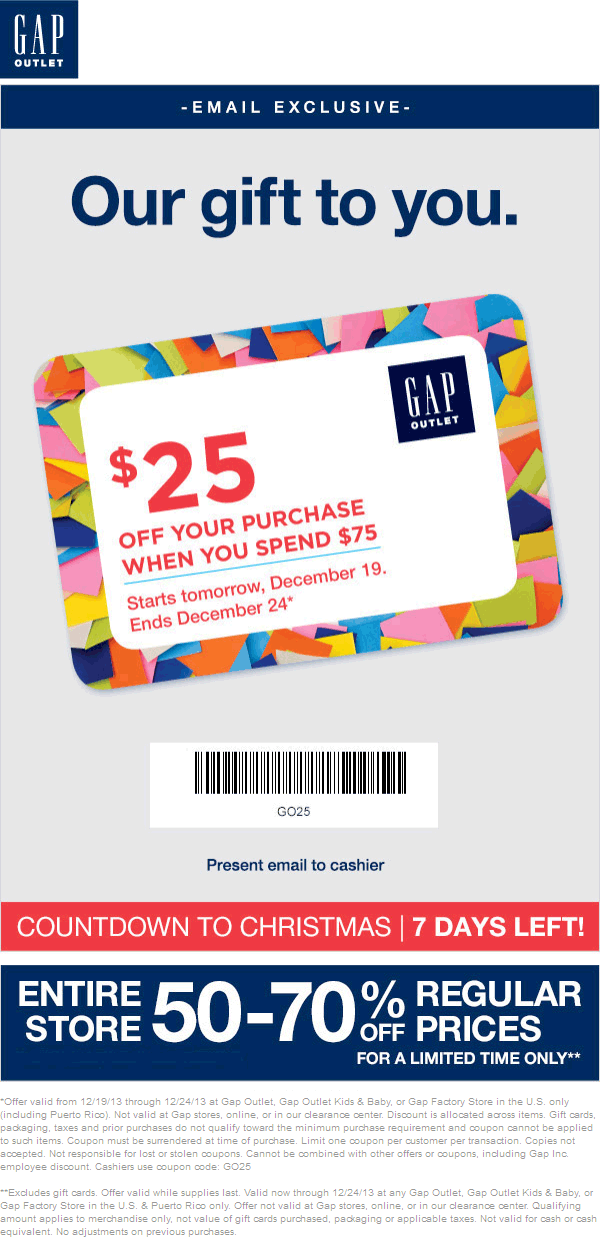 Gap Outlet Printable Coupon