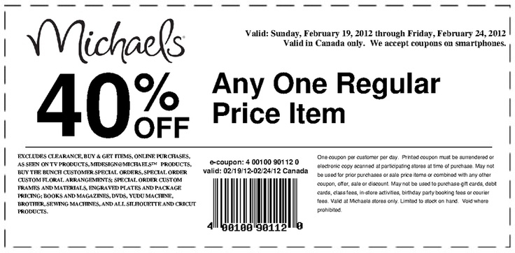 Good Until Feb 24th 2012 Michaels Coupon Printable Coupons Coupons