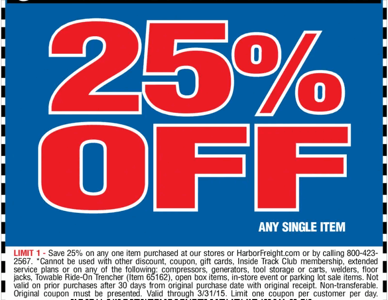 Harbor Freight Coupon 25 Percent Off Printable