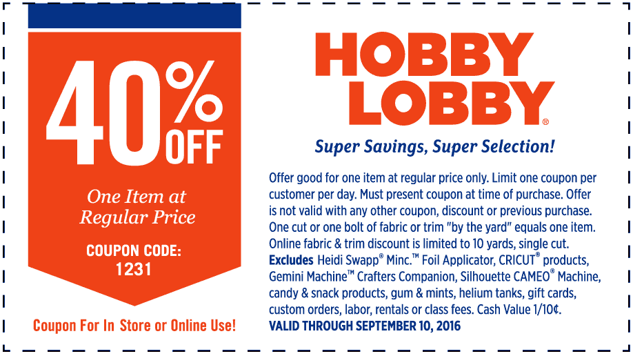 Hobby Lobby Coupons 2025 In Store Printable Sarah C Marion