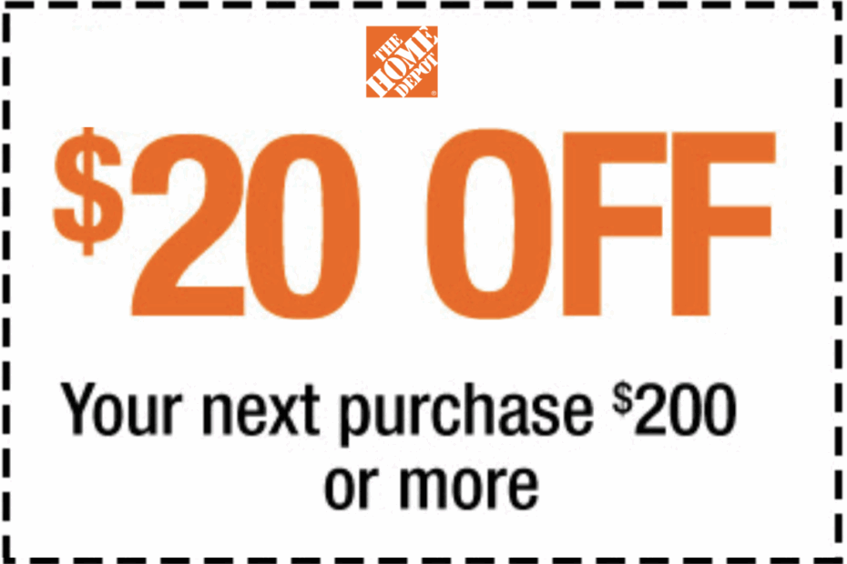 Home Depot 20 Off 200 Printable Coupon Delivered Instantly To Your