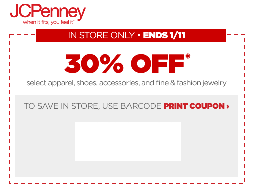 JcPenney 30 Off Apparel Coupon In Store MyLitter One Deal 