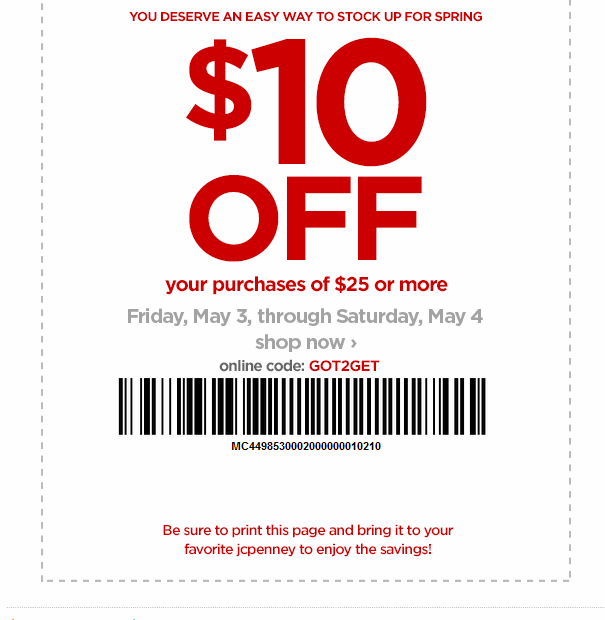 Jcpenney Coupons In Store 10 Off 25 Printable Free Printable Word