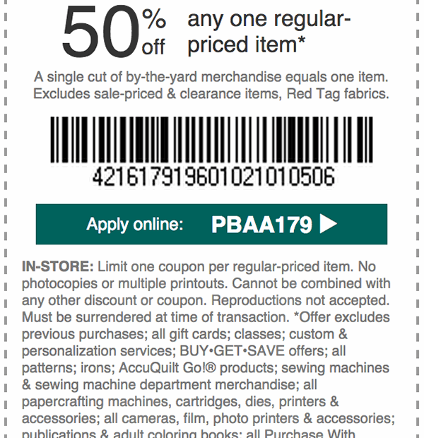 Joann Fabrics Coupons 50 Off Printable Calendar Printables