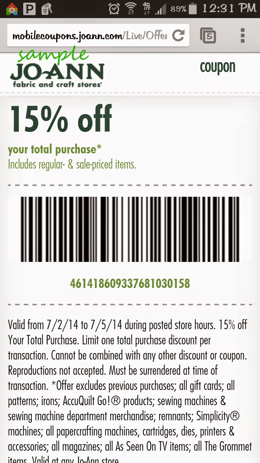 Joann Printable Coupon
