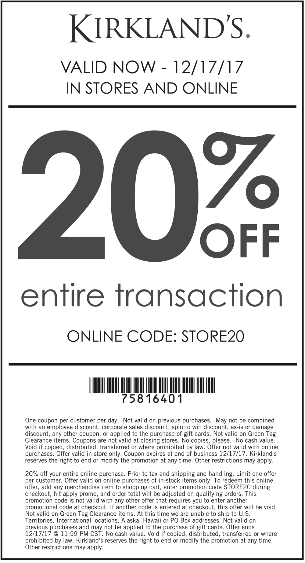 Kirklands Coupons In Store Printable