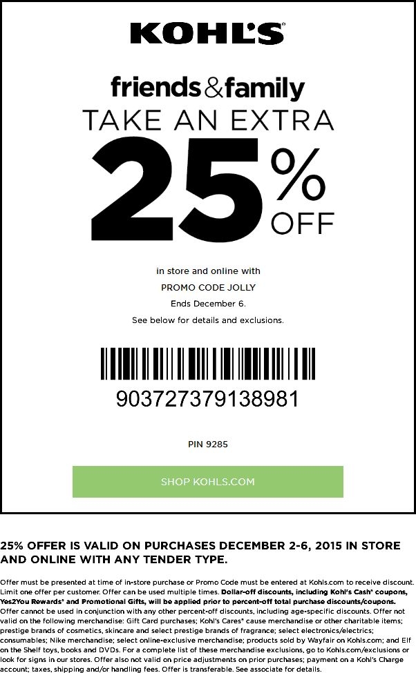Kohls Coupon Code Printable