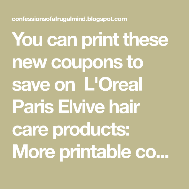 L 39 oreal Coupon Printable