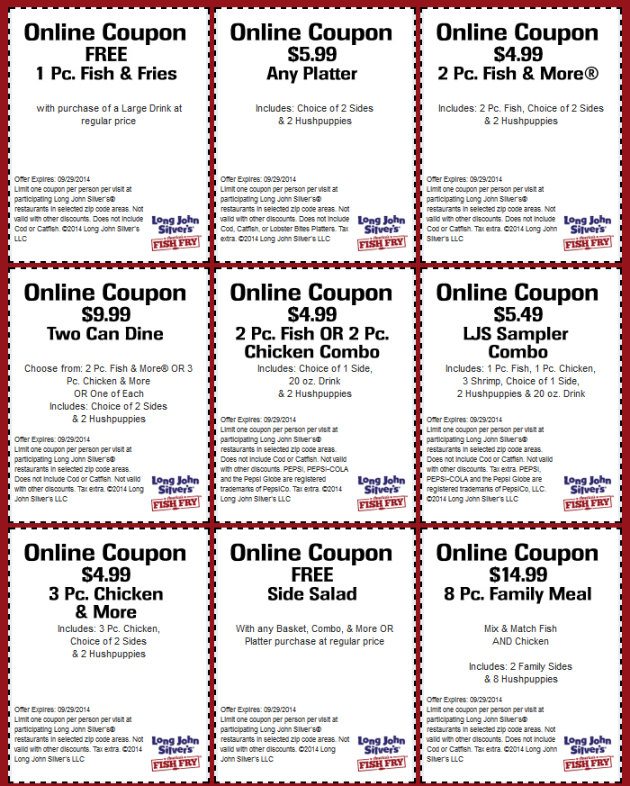 Long John Silver Coupons Printable