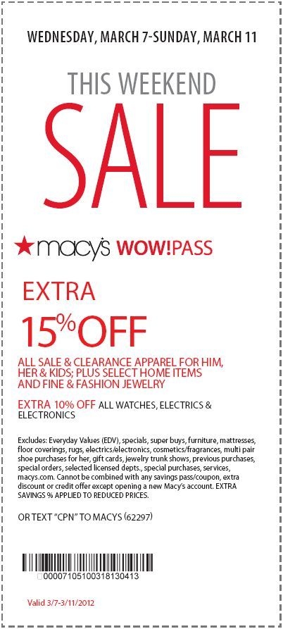 Macy 39 s Coupon In Store Printable IUCN Water
