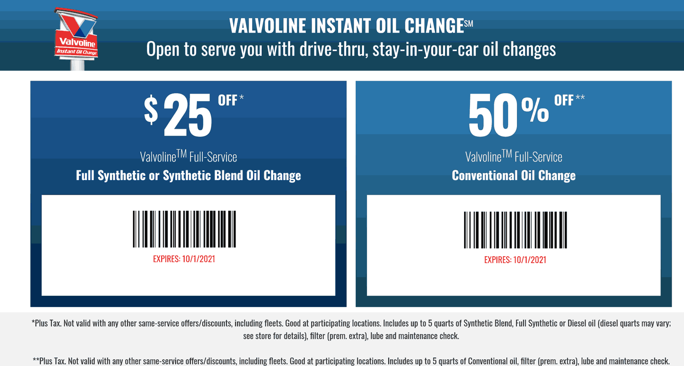 Maximize Your Savings Valvoline Coupon 50 Off Oil Change