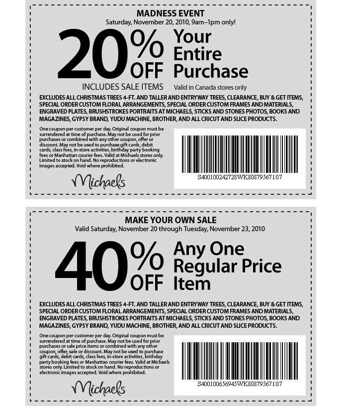 Michael Printable Coupons