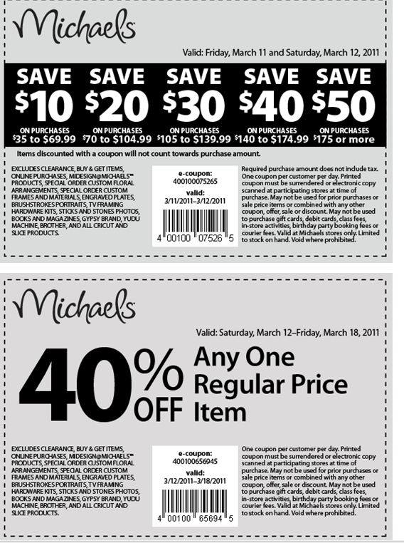 Michaels 40 Off Printable Coupon