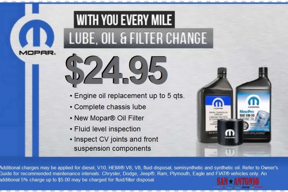 Mopar Oil Change Coupons 2025 Benjamin Rhodes
