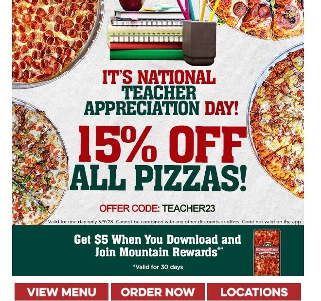 Mountain Mikes Pizza Coupon Code One Day Only Get 15 Off All Pizza