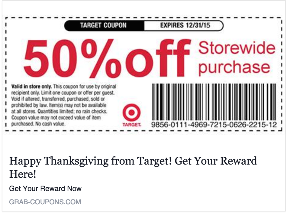 No Target Is Not Giving You A 50 Off Everything Coupon For 