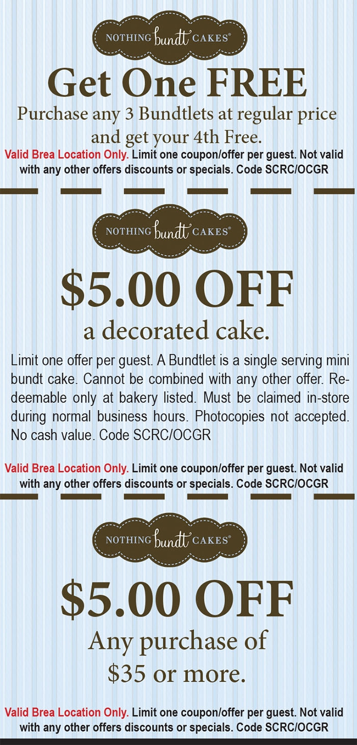 Nothing Bundt Cakes Printable Coupon