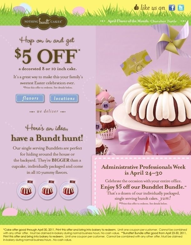 Nothing Bundt Cakes Printable Coupon Printable Word Searches