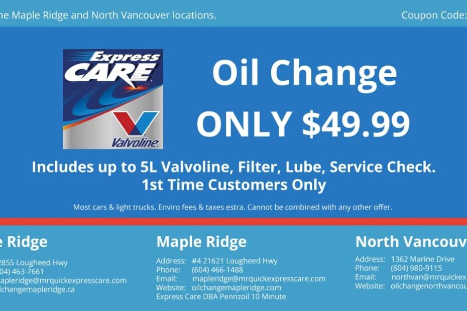 Oil Change Coupons In Maple Ridge Express Care Oil Change