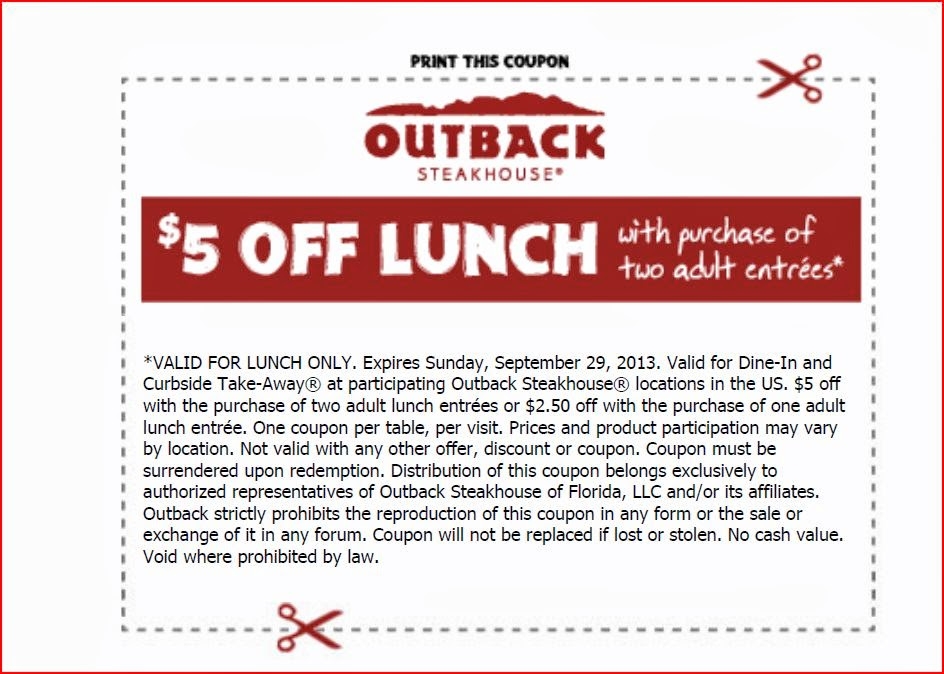 Outback Printable Coupons