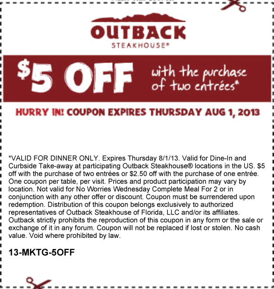 Outback Printable Coupons