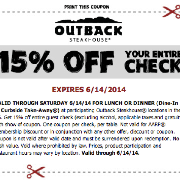 Outback Steakhouse Printable Coupons