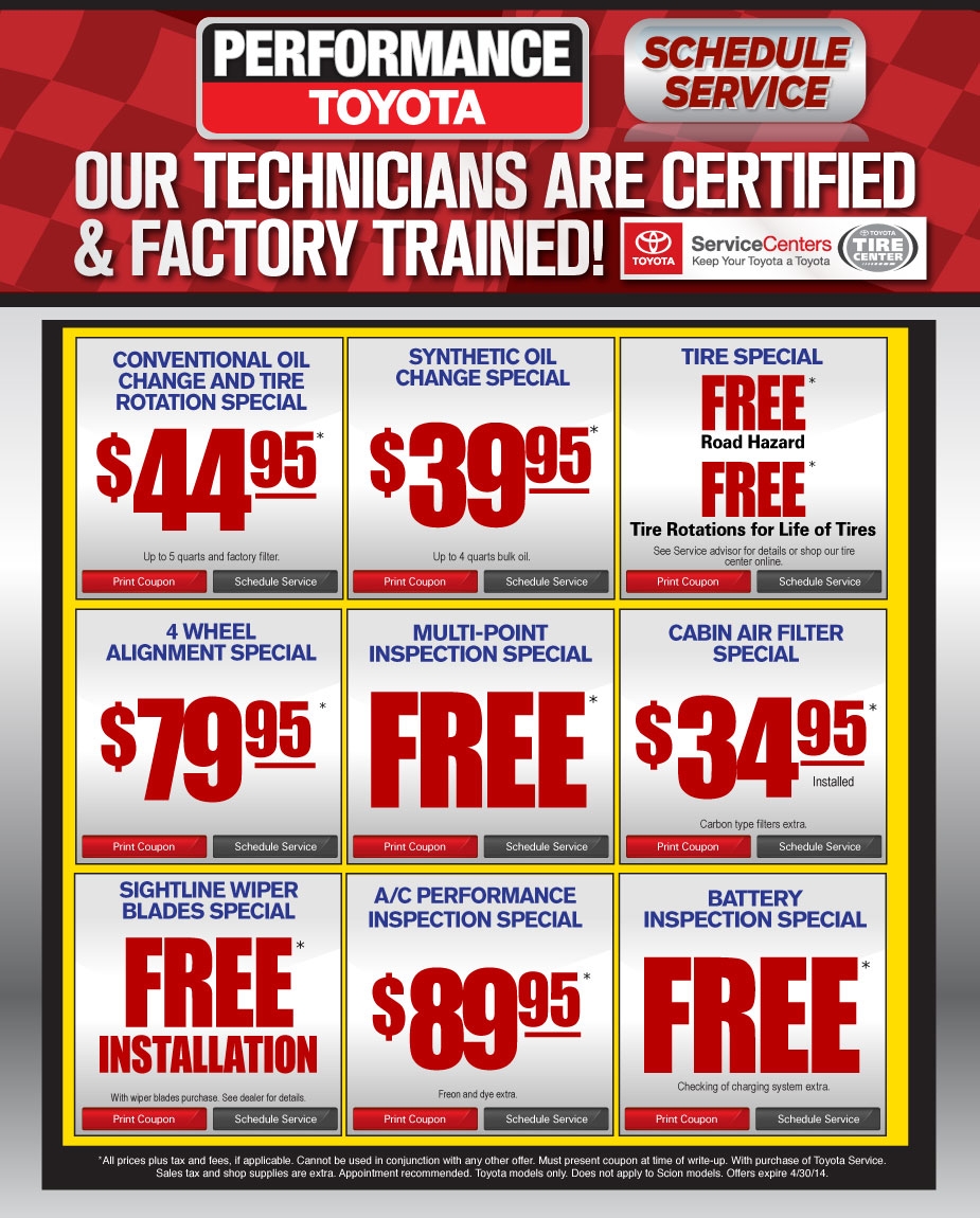 Performance Toyota Service Specials