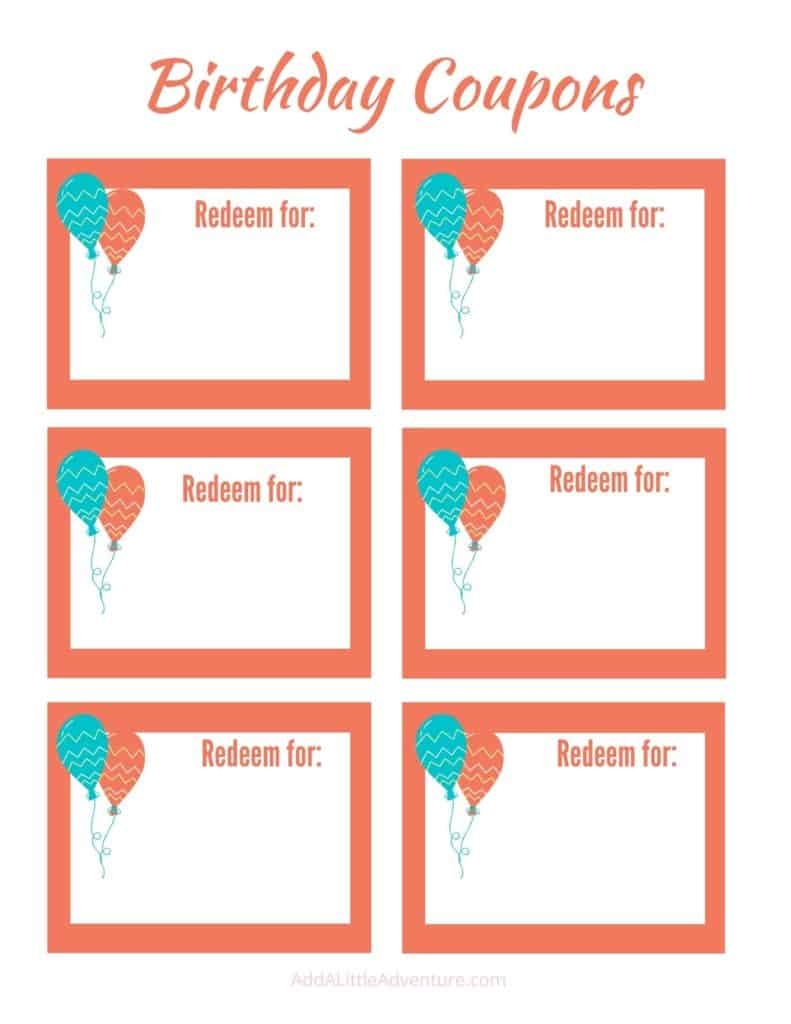 Printable Birthday Coupons A DIY Birthday Gift Idea